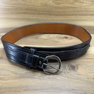 DON HUME Duty Belt Black Leather 2.25 in 32 34 Oklahoma USA Made